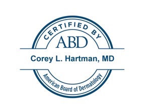 American Board of Dermatology Certified Seal for Dr. Corey Hartman