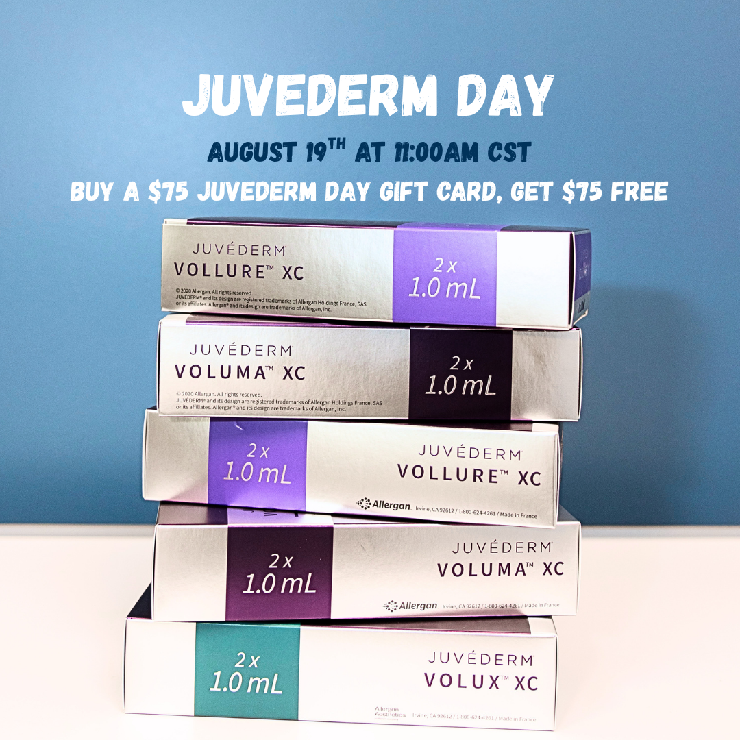 Stack of Juvederm Voluma, Vollure and Volux dermal filler boxes for dermatology and injectable services in Birmingham