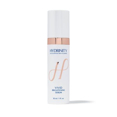 Hydrinity Vivid Brightening Serum 30 ml skincare bottle, white packaging with rose-gold band