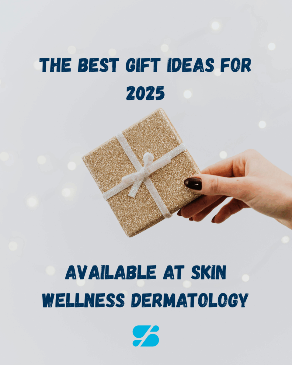 A woman holding a glittery gift box — skincare and dermatology gift ideas at Skin Wellness Dermatology, Birmingham