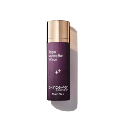 Dark plum bottle of SkinBetter Science Ampra Volumizing Macro Hyaluronic Acid Serum 1 fl oz on white background
