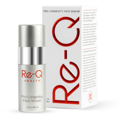 Re-Q Health Pro-Longevity Face Serum bottle and box, 1 fl oz anti-aging skincare